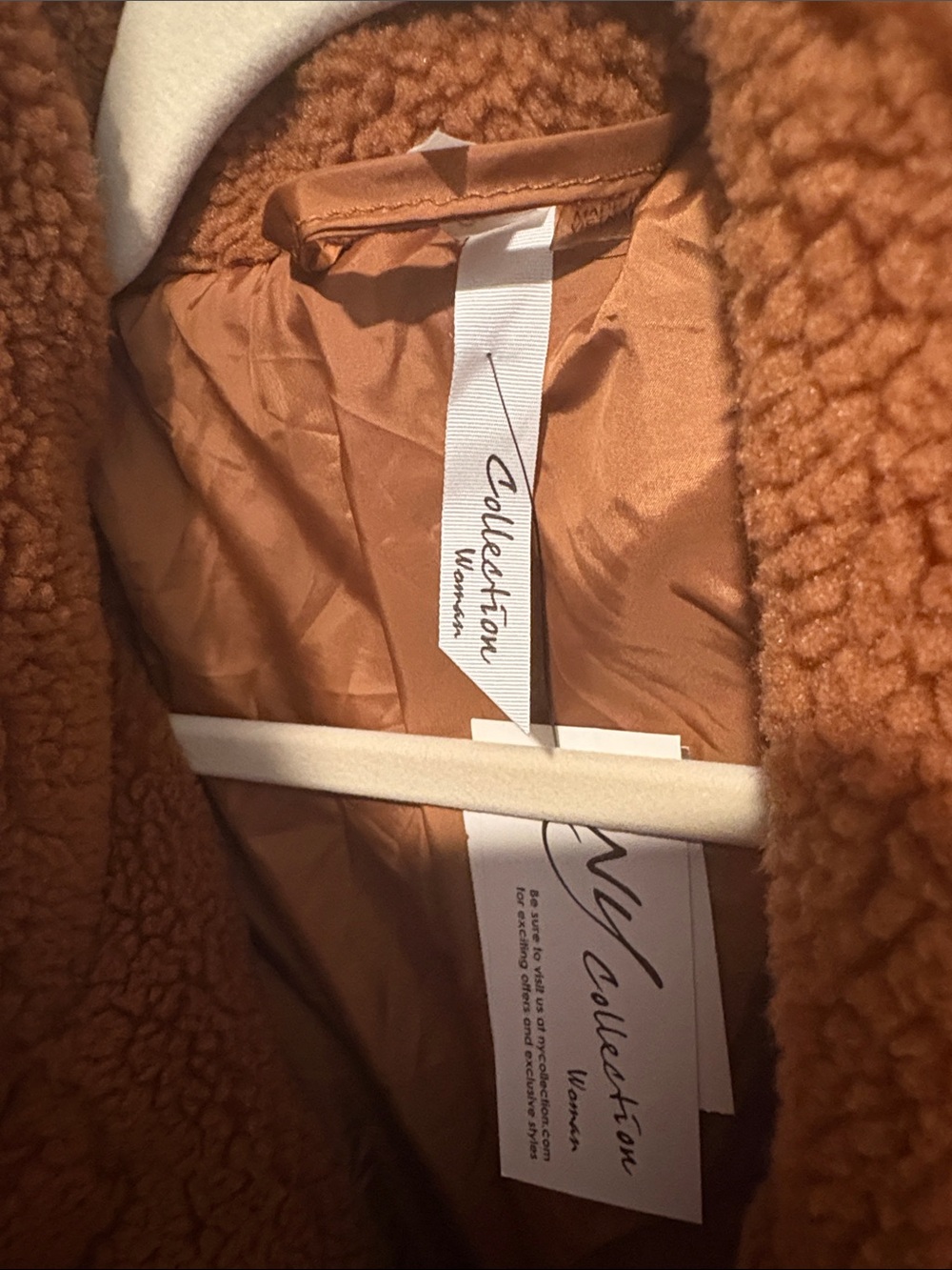 NY Collection Plush Teddy Coat in Rust Brown - Picture 3 of 6